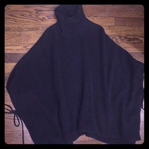 Navy Knit Poncho - LOFT